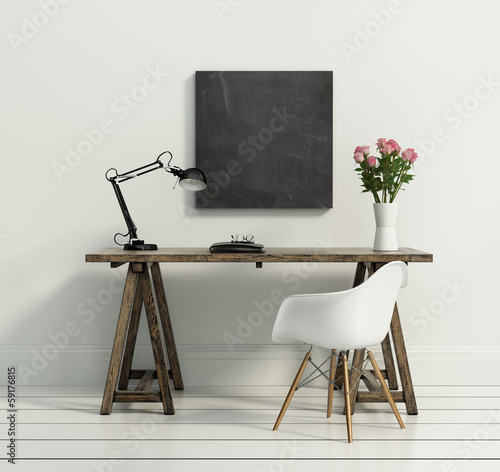 White elegant vintage chic interior with old console table