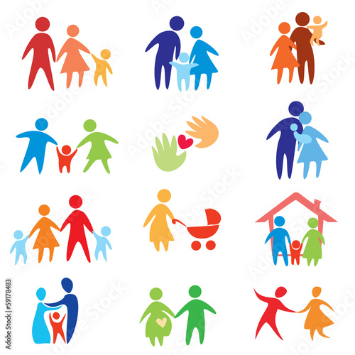 Vector: happy family icons, vector symbols collection happy family icons, vector symbols collection