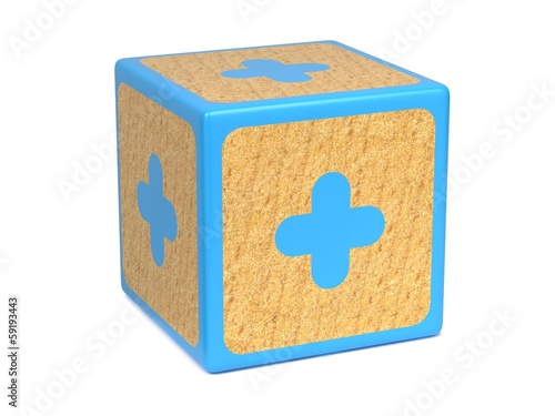 Illustration: Plus Sign - Childrens Alphabet Block. Plus Sign - Childrens Alphabet Block.