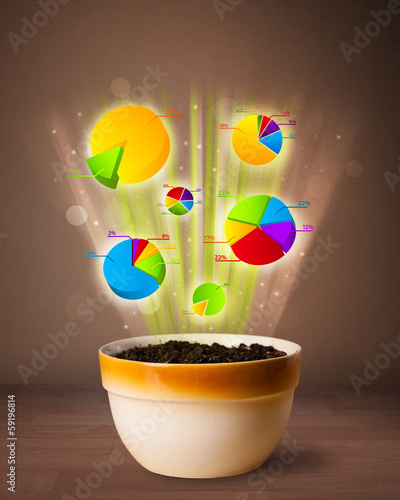 Photo: Charts coming out from flowerpot Charts coming out from flowerpot