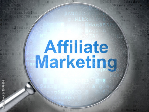 Illustration: Finance concept: Affiliate Marketing with optical glass Finance concept: Affiliate Marketing with optical glass