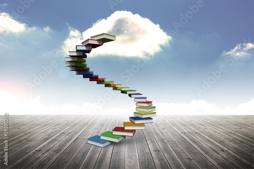Illustration: Book steps against sky Book steps against sky