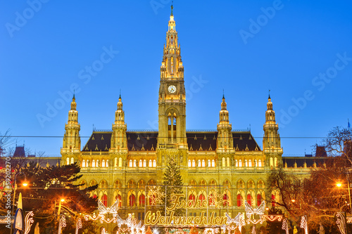 Photo: Rathaus and Christmas market in Vienna Rathaus and Christmas market in Vienna