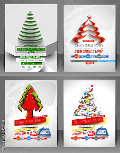 Vector: Set of Christmas Party Flyer & Poster Cover Template Set of Christmas Party Flyer & Poster Cover Template