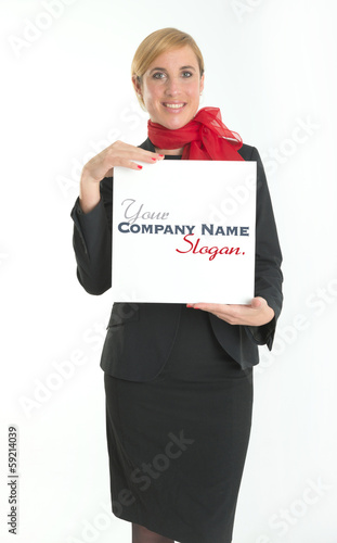 Photo: Hostess with blank board Hostess with blank board