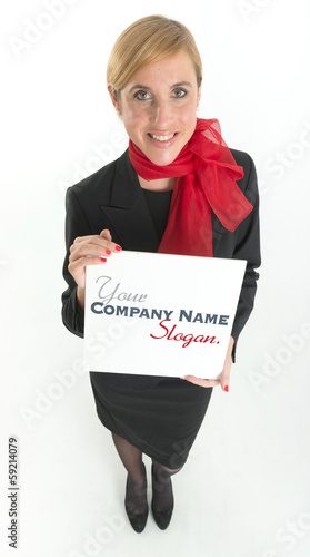 Photo: Hostess with blank board Hostess with blank board