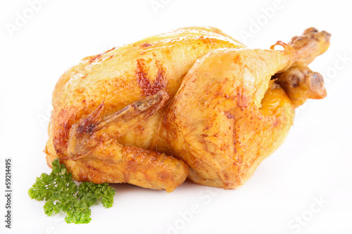 Photo: roasted chicken isolated roasted chicken isolated