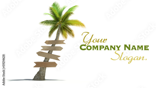 Illustration: Palm tree with signboards Palm tree with signboards