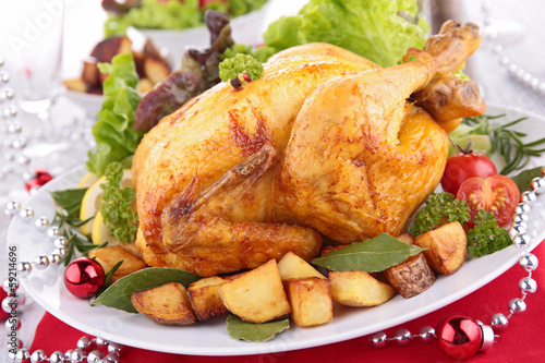 Photo: roasted chicken and vegetables roasted chicken and vegetables
