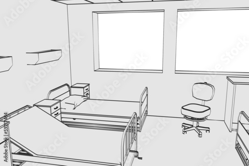 Illustration: cartoon image of hospital room cartoon image of hospital room