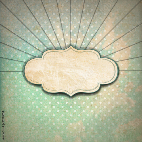 Illustration: Vintage Sunbeams Background with Label Vintage Sunbeams Background with Label