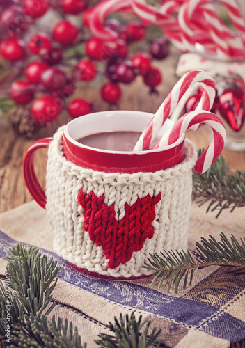 Photo: Hot chocolate with candy cane Hot chocolate with candy cane