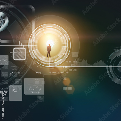 Photo: Businessman silhouette in media picture Businessman silhouette in media picture