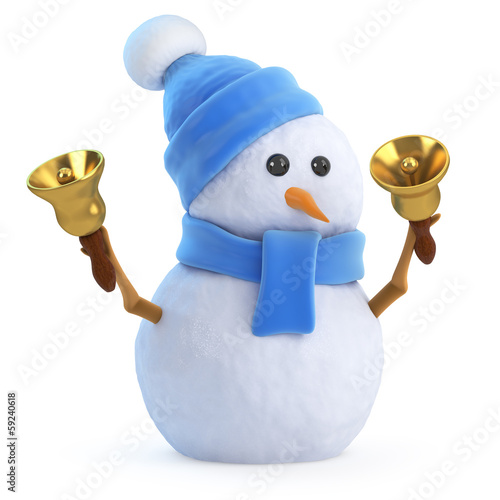 Illustration: Cute snowman rings the bells Cute snowman rings the bells