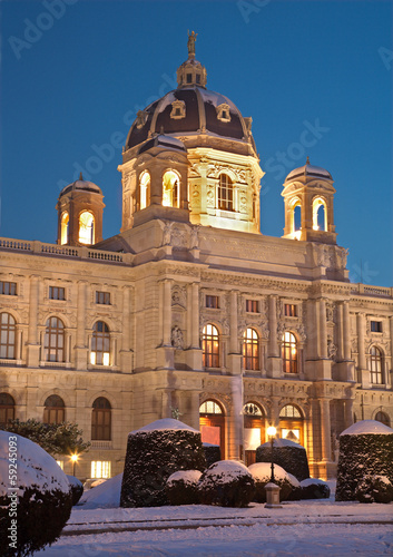 Photo: Vienna - Art history museum in winter eveing Vienna - Art history museum in winter eveing
