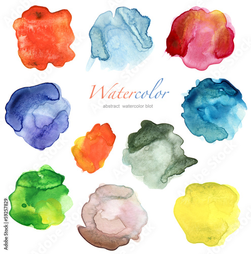 Illustration: set of abstract color watercolor blot set of abstract color watercolor blot