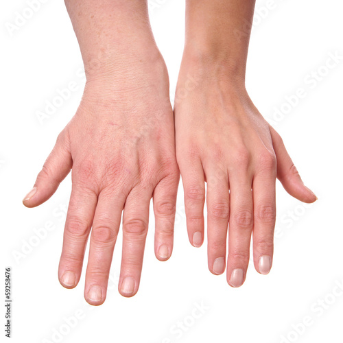 Photo: female hands old and young female hands old and young