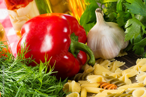 Photo: Italian spaghetti and vegetables Italian spaghetti and vegetables