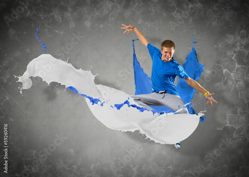 Photo: male dancer with splashes of paint male dancer with splashes of paint