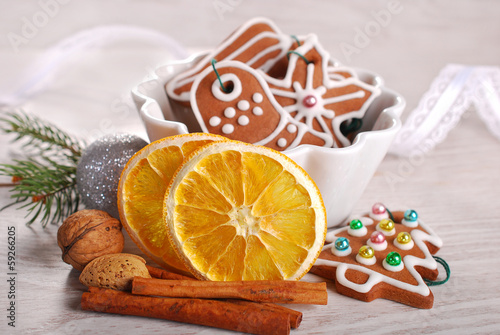 Photo: christmas gingerbread cookies in a bowl christmas gingerbread cookies in a bowl