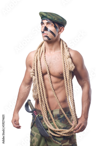 Photo: Soldier isolated on the white background Soldier isolated on the white background