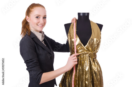 Photo: Young tailor isolated on white background Young tailor isolated on white background