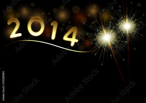 Vector: 2014 Happy New Year background with sparklers 2014 Happy New Year background with sparklers