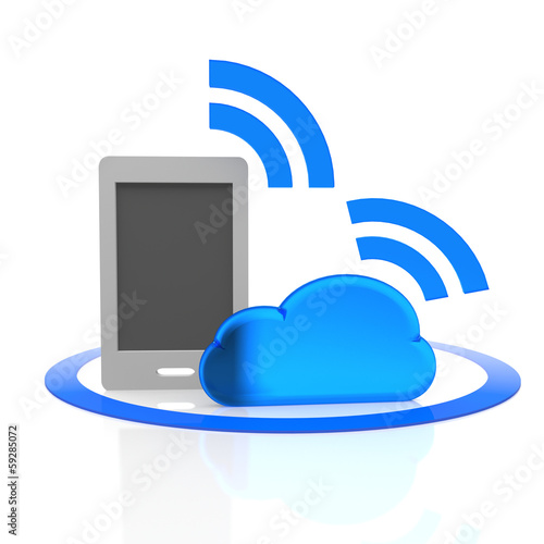 Illustration: cloud, backup, handy, tablet, cloud, backup, handy, tablet,