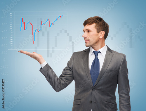 Photo: buisnessman showing forex chart buisnessman showing forex chart