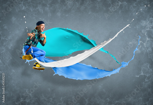 Photo: male dancer with splashes of paint male dancer with splashes of paint