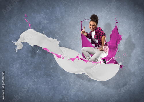 Photo: female dancer with splashes of paint female dancer with splashes of paint