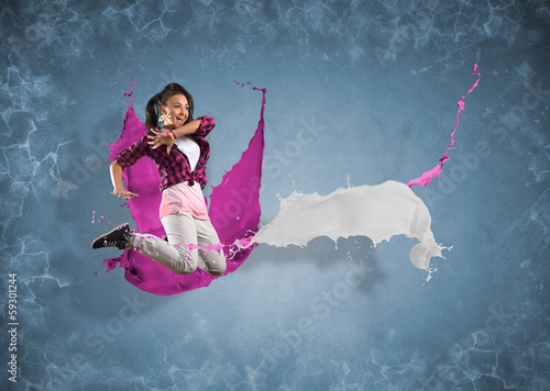 Photo: female dancer with splashes of paint female dancer with splashes of paint