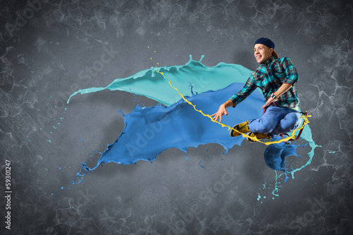 Photo: male dancer with splashes of paint male dancer with splashes of paint