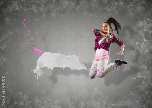 Photo: female dancer with splashes of paint female dancer with splashes of paint