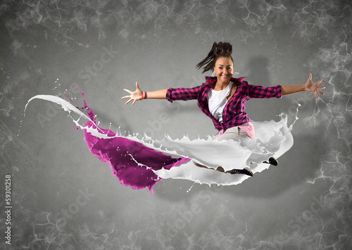 Photo: female dancer with splashes of paint female dancer with splashes of paint