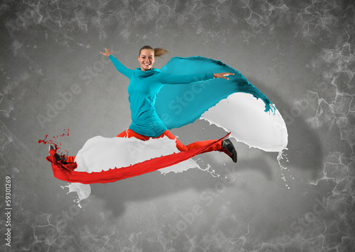 Photo: female dancer with splashes of paint female dancer with splashes of paint