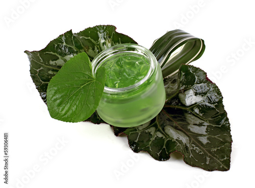 Photo: Cosmetics cream in the green jar Cosmetics cream in the green jar