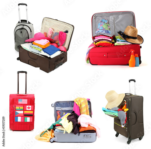 Photo: Collage of luggage for travel Collage of luggage for travel