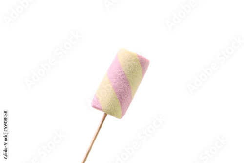Photo: Marshmallow candies on stick. Marshmallow candies on stick.