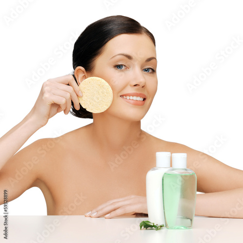Photo: woman with sponge woman with sponge