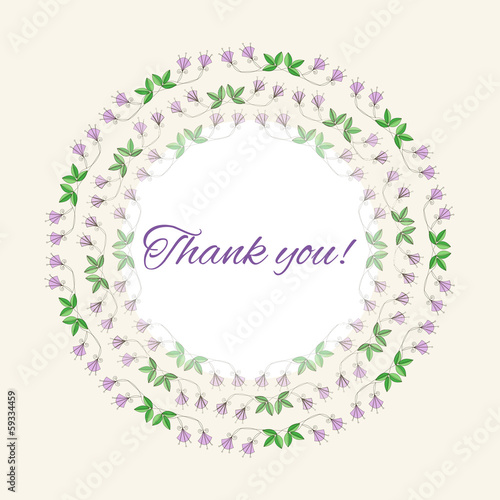 Vector: Postcard gratitude with romantic flowers and light pastel Postcard gratitude with romantic flowers and light pastel