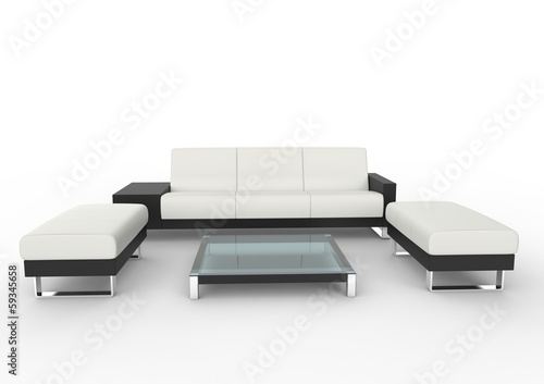 Illustration: Modern White Sofa With Coffee Table Modern White Sofa With Coffee Table