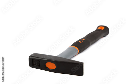 Photo: Modern hammer isolated on white. Modern hammer isolated on white.