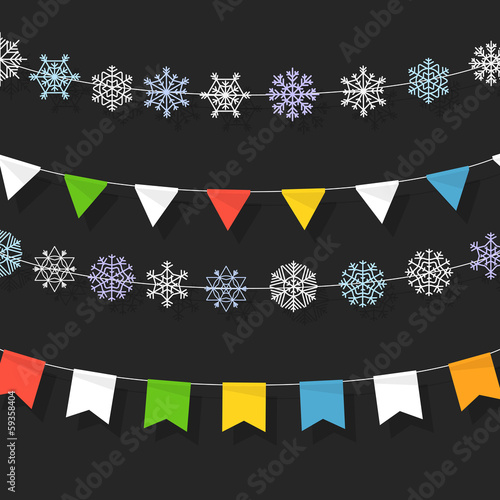 Vector: Christmas color garland collection Christmas color garland collection
