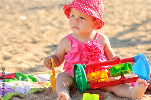 Photo: baby girl on the beach baby girl on the beach