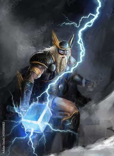 Illustration: god of lightning thor god of lightning thor