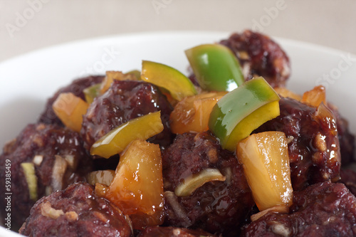 Photo: sweet and sour meatballs with pineapple chunks sweet and sour meatballs with pineapple chunks