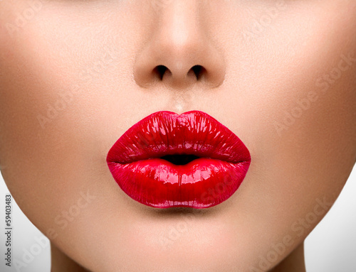 Sexy Lips. Beautiful Make-up Closeup