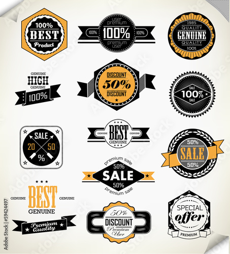 Vector: Set of vintage retro labels Set of vintage retro labels