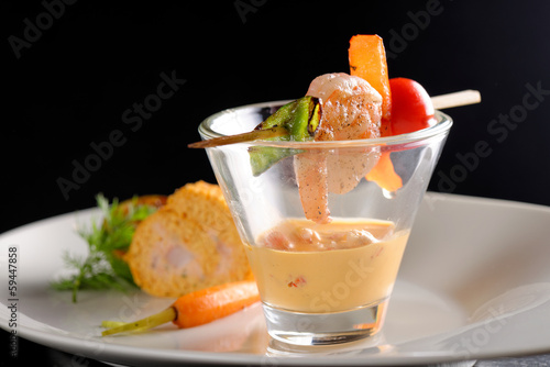 Photo: Healthy Shrimp cocktail salad with mixed greens and tomatoes. Healthy Shrimp cocktail salad with mixed greens and tomatoes.